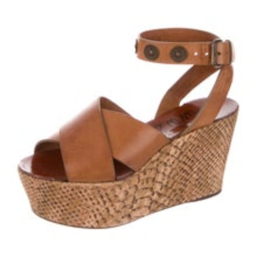 Lanvin Tan Wedge Sandals